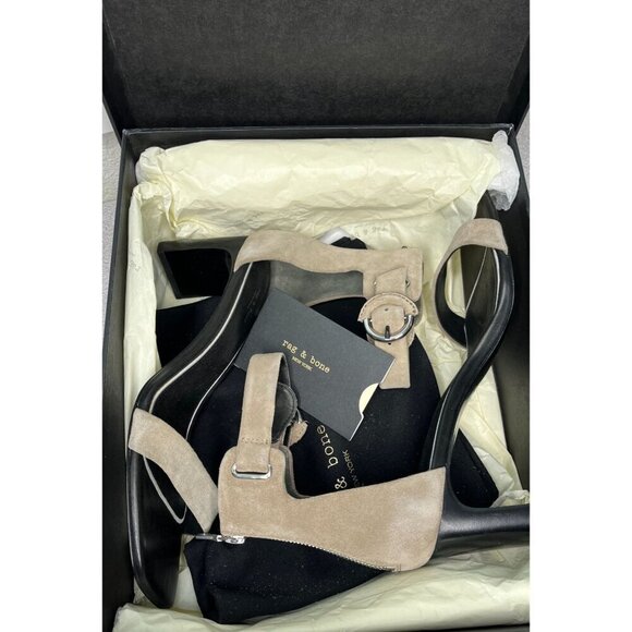 Rag & Bone Ellis Mid Heel Suede Leather Sandal In Light Sand Size 38, US 8 - Picture 11 of 12